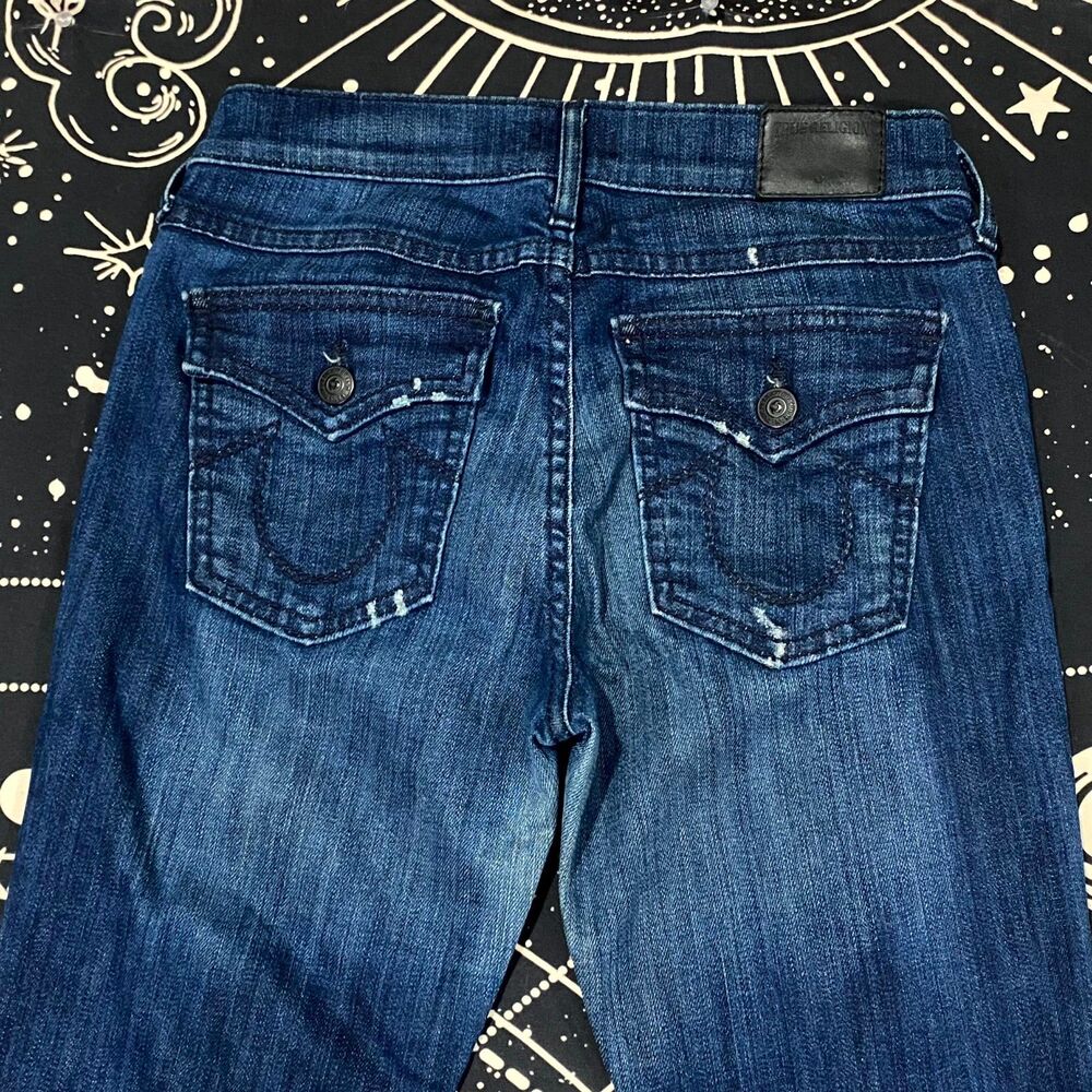 True Religion Becca Jeans Women 25x32 Blue Denim Bootcut Workwear Made In USA